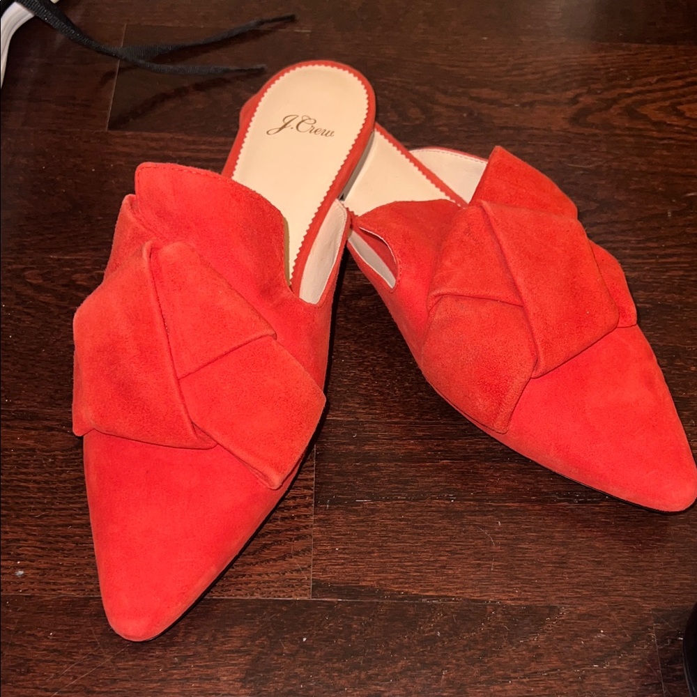 JCrew early 2000 Never worn red suede slides 9.5 no box.